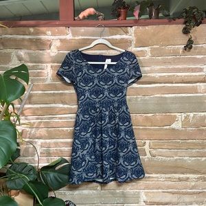 Navy Paisley Print Dress